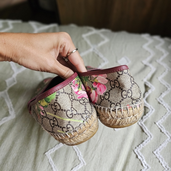 FLASH SALE❗️Gucci GG Bloom Floral Print Logo Monogram Canvas Espadrilles Slip … - Picture 12 of 16
